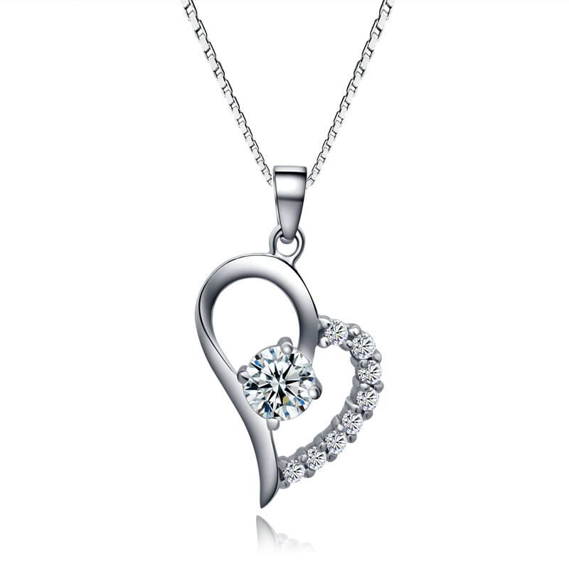 month hazy/月朦胧 925纯银女 奢华银饰品心形锁骨链送女友礼物 白色