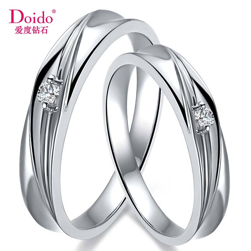 爱度珠宝 doido 白18k金钻石情侣对戒-真爱铭刻