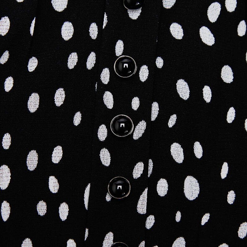 连衣裙 短袖波点蕾丝拼接收腰欧美风品质大牌 黑色h s2