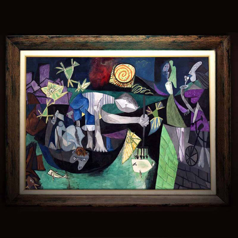 绿牌油画 客厅无框画壁画装饰画玄关单幅 世界名画毕加索 夜钧在