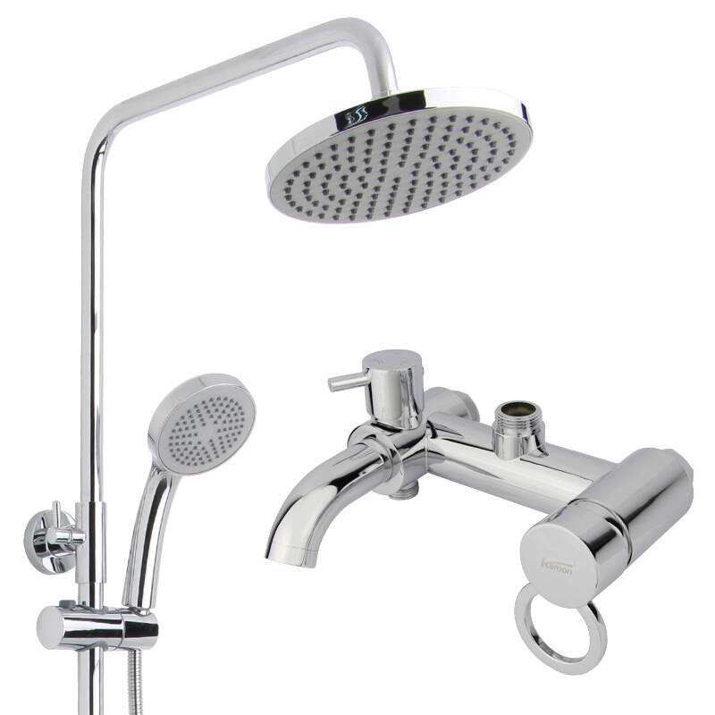 卡蒙卫浴(kamon)挂墙式淋浴淋雨花洒三出水套装10085