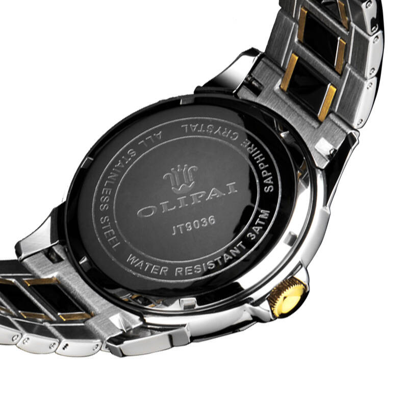 欧力派(olipai)男式手表商务防水蓝宝石镀金腕表9036