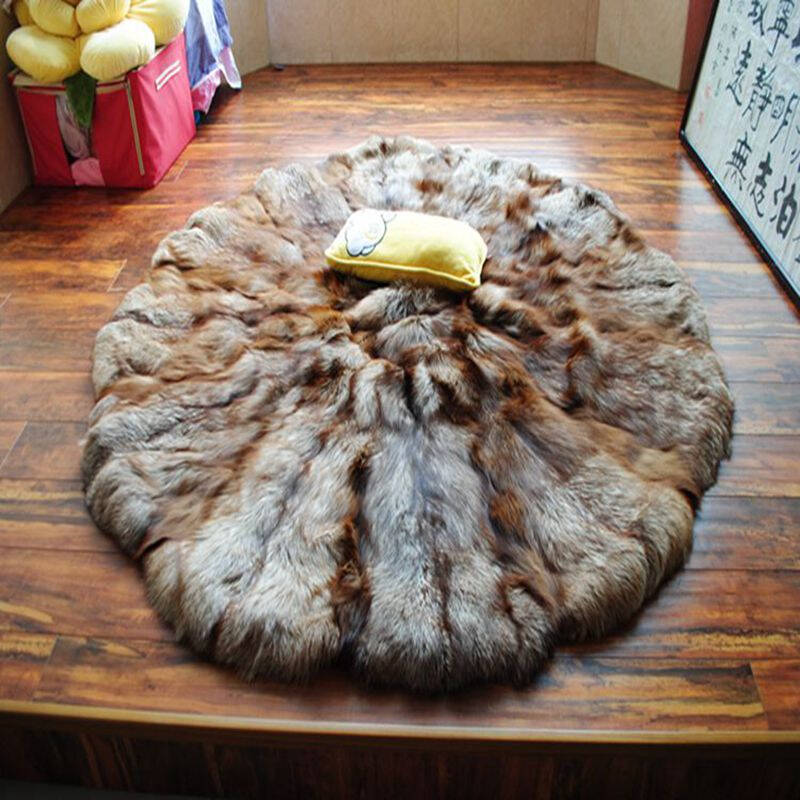 2015年 新款13张狐狸毛整皮地毯地垫 时尚大气皮草圆形家居地毯地垫