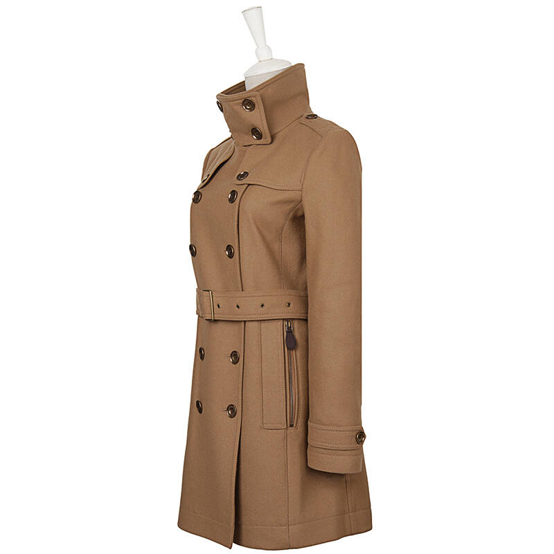 burberry 巴宝莉 brit系列女款驼色羊毛修身双排扣风衣10码 3976135