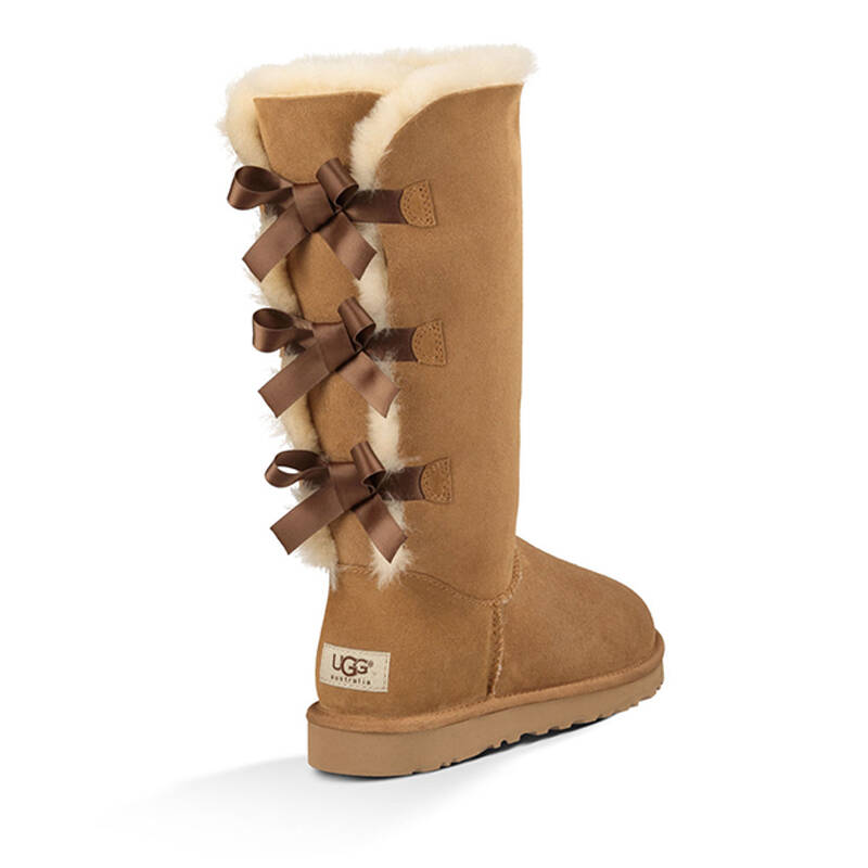 ugg女士纯色平跟雪地靴 时尚蝴蝶结高筒靴 1007308 che 39