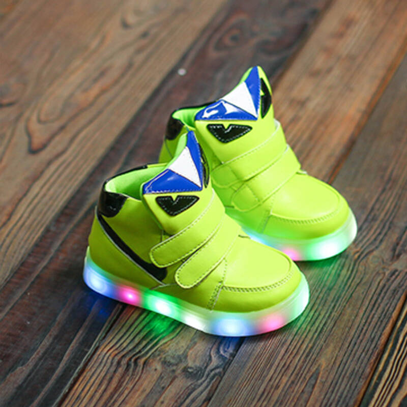 儿童发光鞋夜光鞋男童闪灯鞋 高帮女童运动鞋小童春秋版鞋灯鞋童鞋