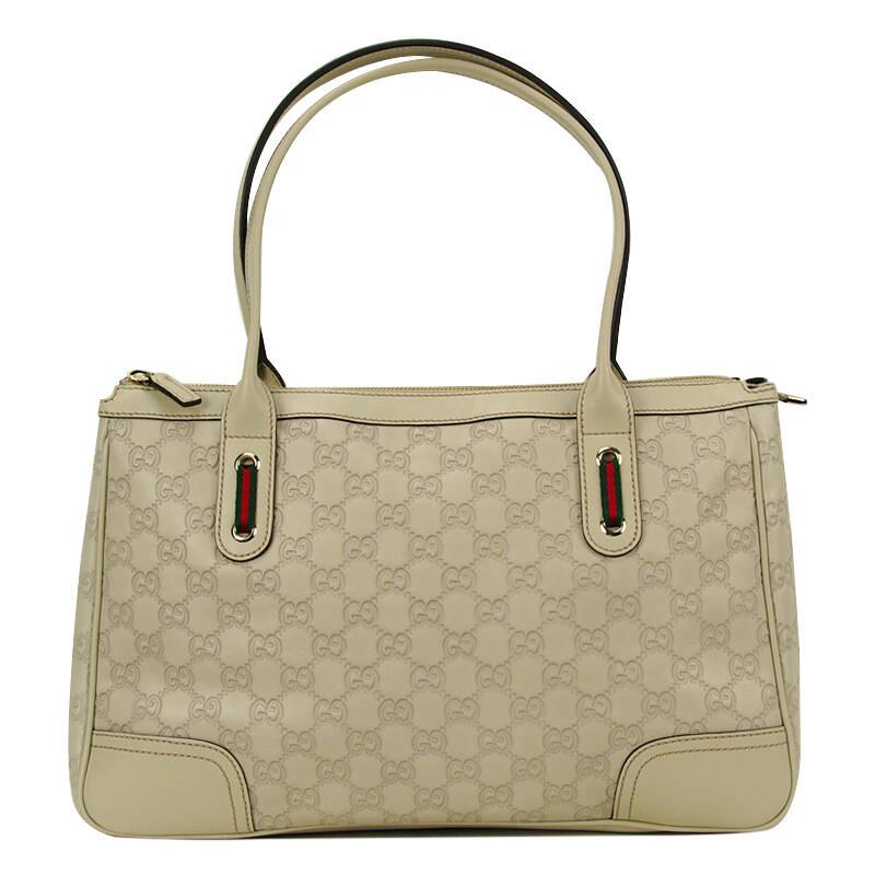 古驰gucci女士白色双g纹拉链单肩手提包293599 白色9060