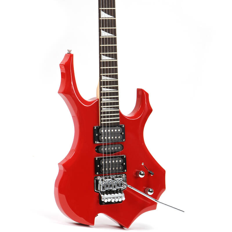 名森正品白蓝红黑色火焰电吉他双摇异形电吉它套装送调音器 火焰款