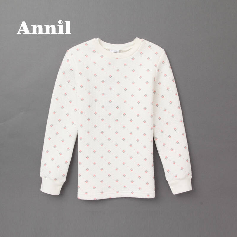安奈儿女童秋2015秋冬新款保暖内衣打底衫jg547562 w02-米白 140