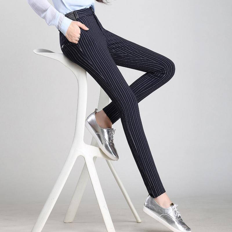 丝秋装显瘦长裤子高腰条纹女裤大码女士休闲裤gyhbb 绿色 2xl - 京东