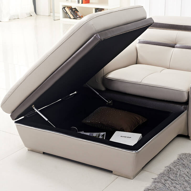 纯森 真皮沙发 客厅家具 头枕调节 贵妃位储物 二人位 左贵妃