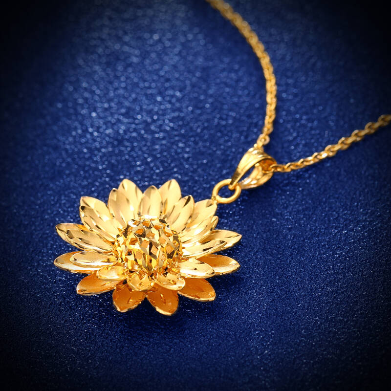 钻石快线 黄金吊坠摩尔硬足金向日葵吊坠 女款金向日葵吊坠 4.75-4.85
