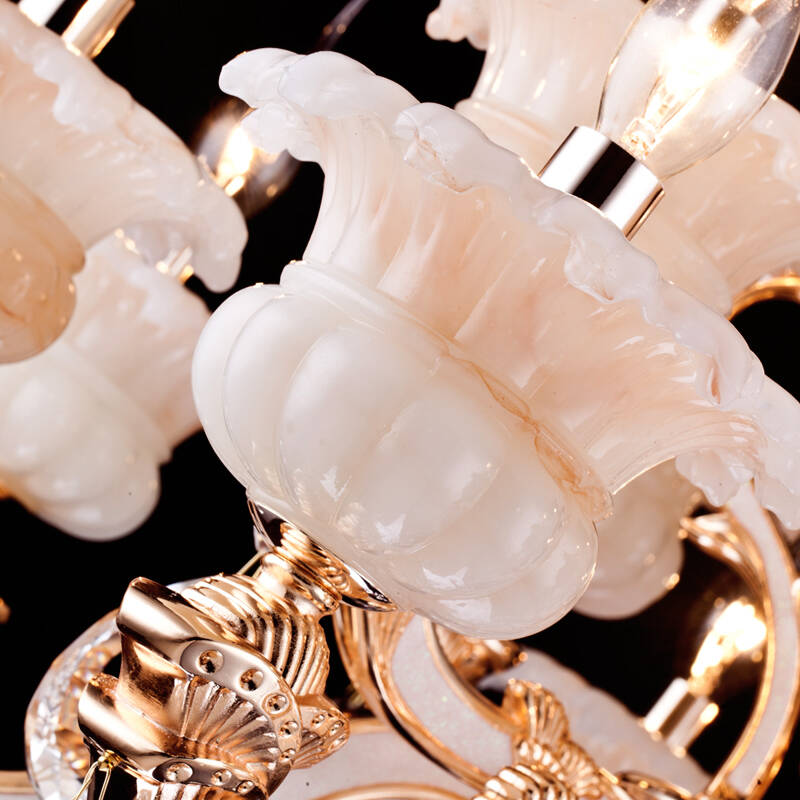 琪朗 欧式锌合金玉石灯水晶客厅吊灯餐厅别墅大气工程灯 15头-适用30