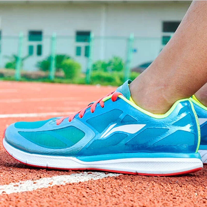 李宁lining 春夏季超轻11代男跑步鞋运动网面跑鞋 瓦蓝/亮绿arbj009-2