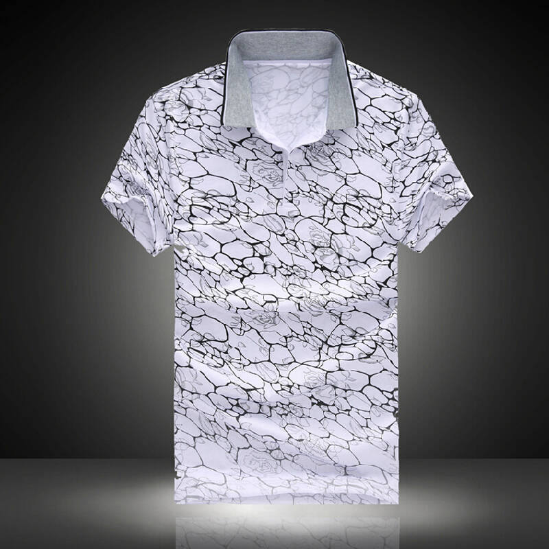 辰鹏2014夏装新款t恤 男装翻领polo衫印花短袖t恤商务休闲 乌色 xxl