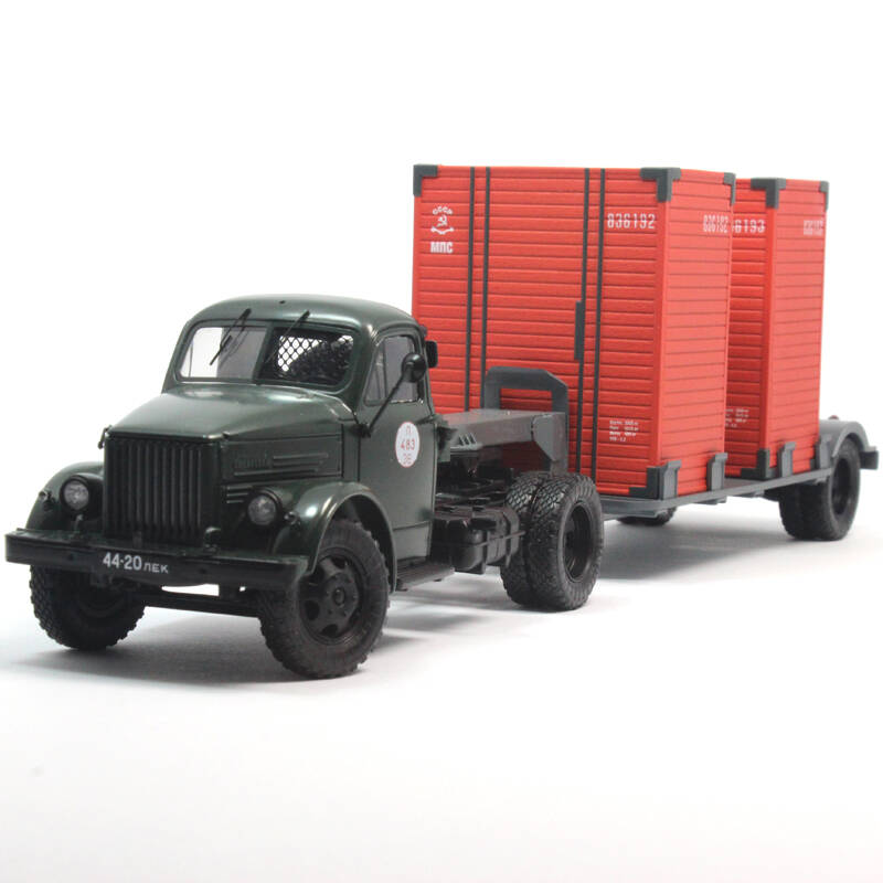 俄罗斯dip 1:43 嘎斯51p t-213拖车 gaz-51p 拖车模型 仿真合金 绿色