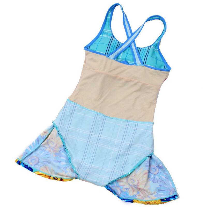 号手泳装 女保守连体裙式拢胸遮肚小胸聚拢游泳衣12108 深蓝色 l