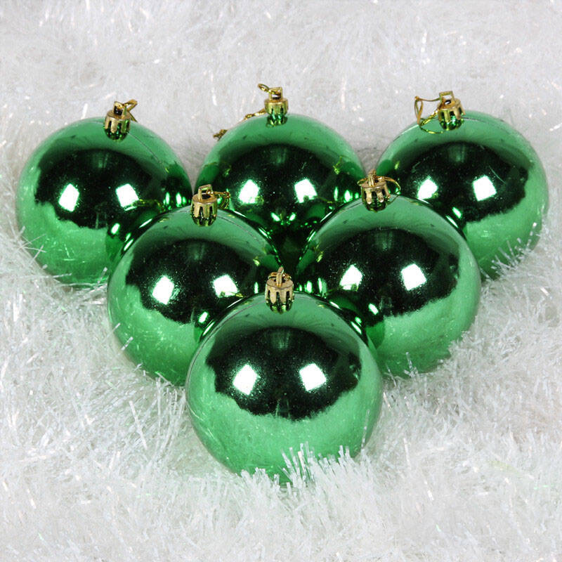 场景装饰品 圣诞树挂件 圣诞球 6cm圣诞电镀亮光球 6号光球绿色6个装