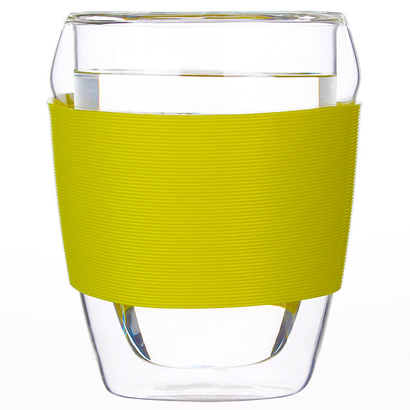 私家良品cica 创意双层水杯 耐高温玻璃杯 办公泡茶杯子 320ml绿