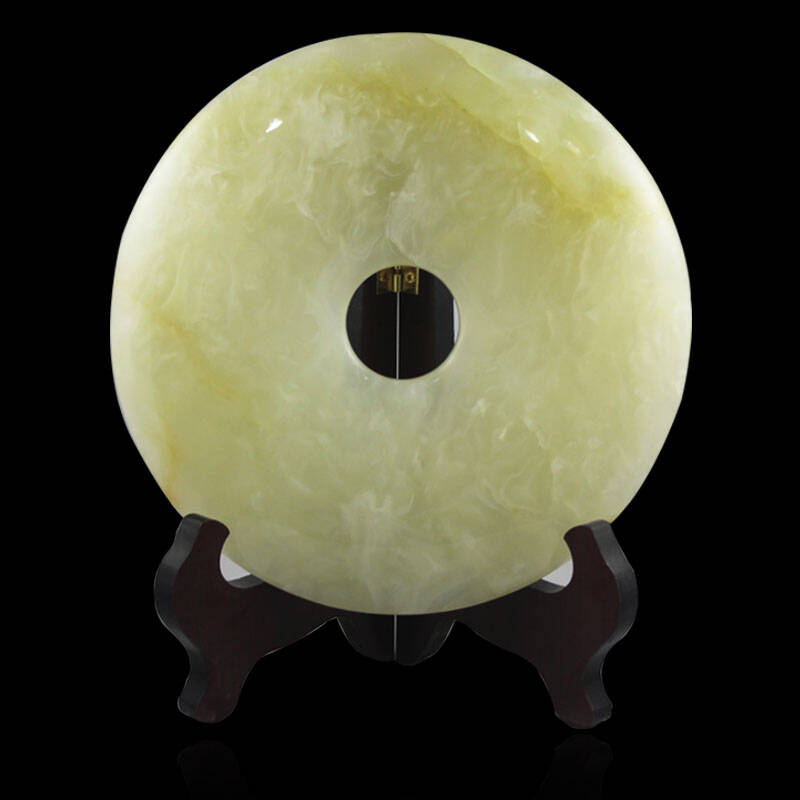 琼玛莎 平安扣摆件 冰玉 办公室客厅吉祥物 风水家装工艺饰品 圆盘玉