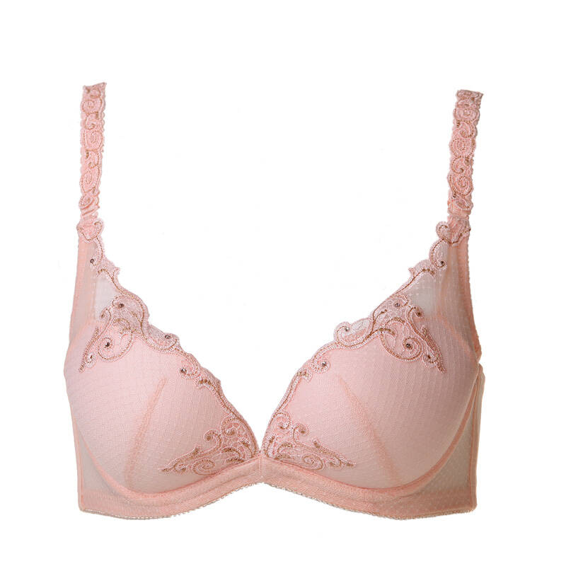 欧迪芬聚拢上托文胸 内衣性感纯色v型胸罩 玉粉橘 80a/36a