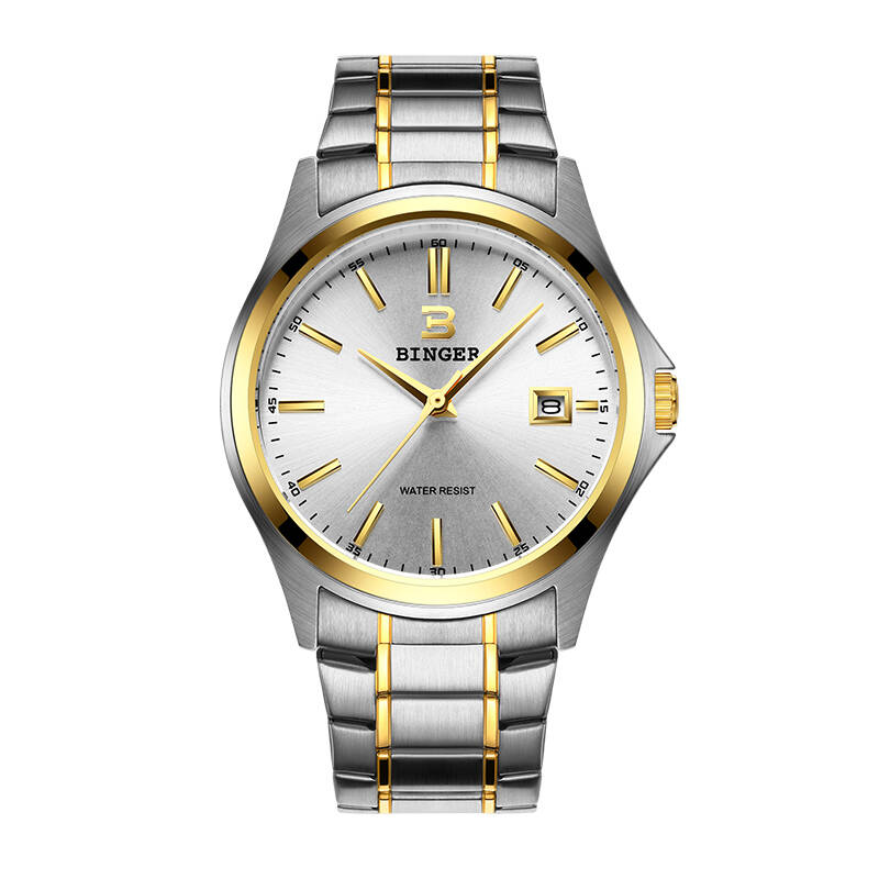 宾格binger手表商务石英男表 俊雅系列商务防水石英腕表皮带男士手表