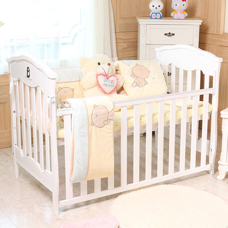 保漆白色宝宝床多功能婴儿床游戏床 白色 1300*700 - 京东