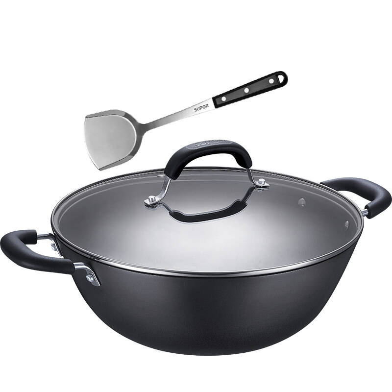 苏泊尔双耳大炒锅深型铸铁健康补铁燃气电磁炉通用 fc36y1 36cm大炒锅