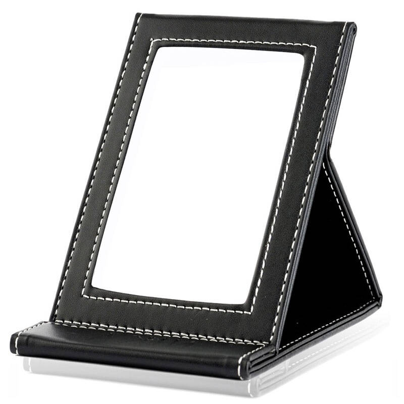 妮卡nika随身台式镜 化妆镜办公室折叠镜 pu高清镜面 可折叠随身携带