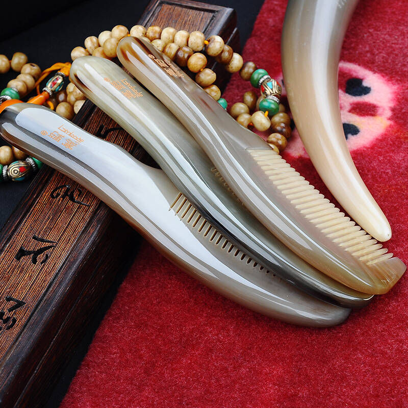 塞野 大号牦牛角梳子 1802天然礼品18 美妆礼品 送父母送朋友 浅花色