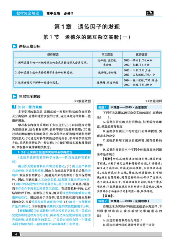 2016版 王后雄学案 教材完全解读 高中生物 必修2 配人教版