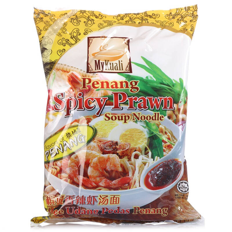 马来西亚进口 槟城(mykuali)香辣虾汤面(方便面) 420g(105g*4袋)