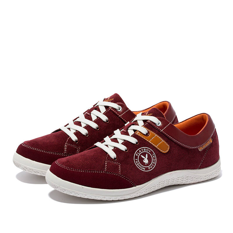 花花公子playboy户外休闲男鞋 男士运动鞋单鞋板鞋ds61015 枣红色 39