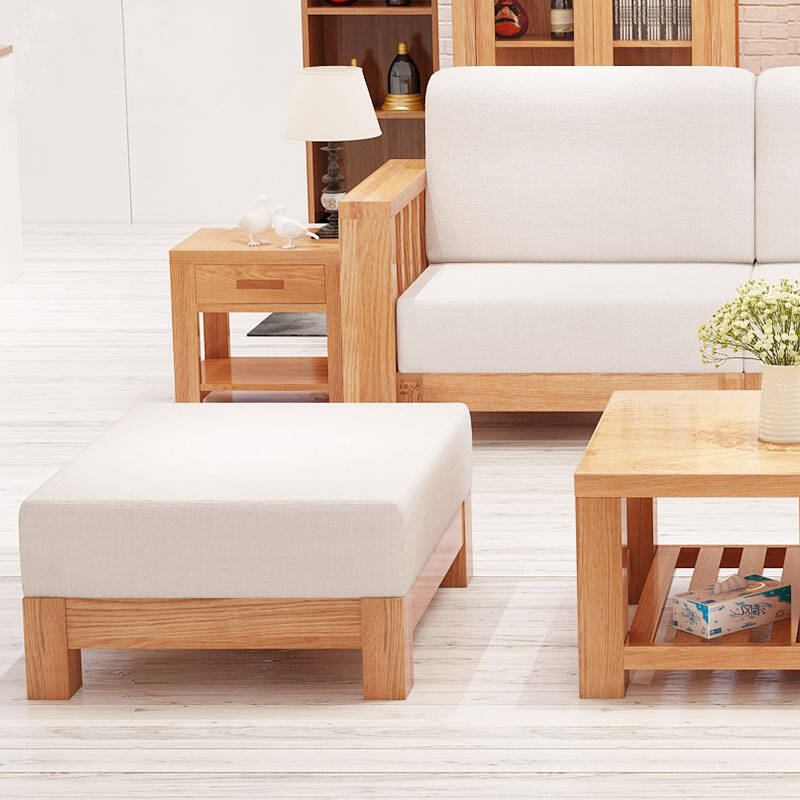 三免一米莱克 沙发 实木沙发北欧白橡木客厅组合沙发 白色座垫 3人位