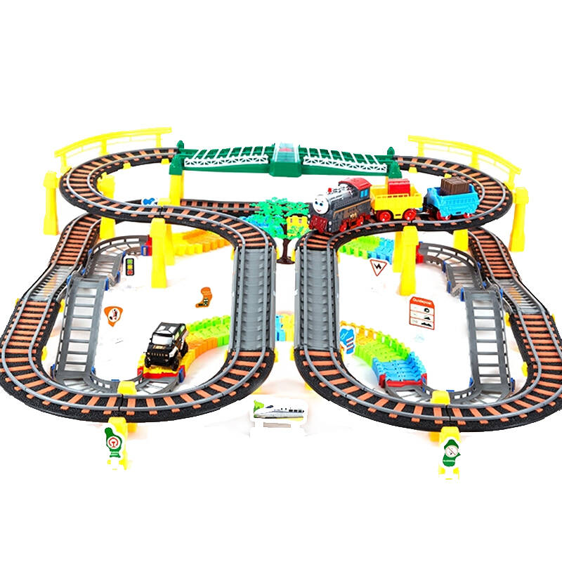 奮銘 兒童和諧號軌道車玩具 小火車托馬斯 小汽車軌道火車套裝 彩軌軟