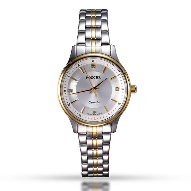 宝时捷表(poscer)女式石英表商务休闲时尚对表钢带女表8196