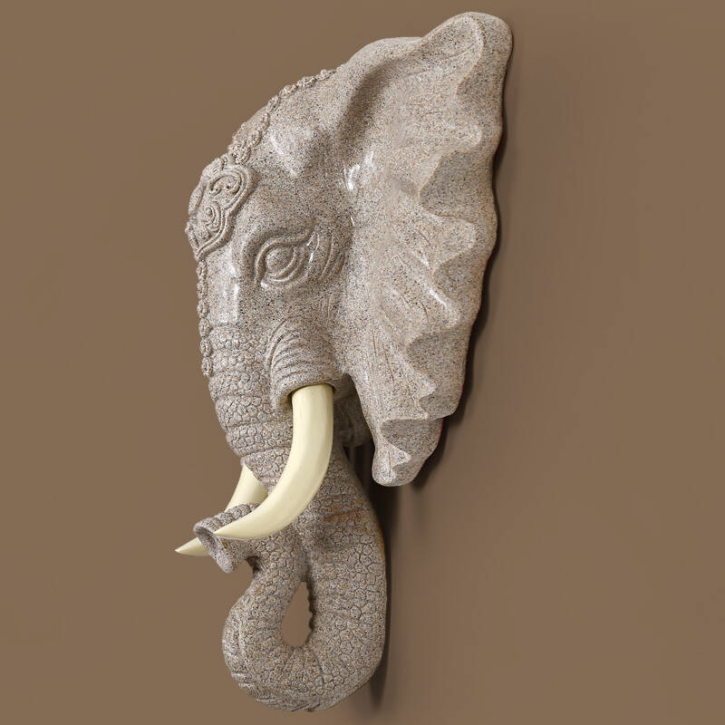 上善若水 树脂大象头壁挂 装饰创意工艺品 家居壁饰墙饰2118 特大号