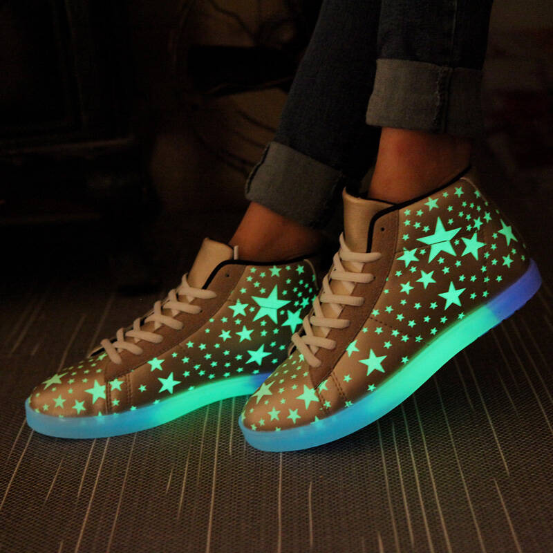 翼原秋季韩版青春潮流男鞋子个性夜光鞋学生荧光鞋会发光的鞋子情侣