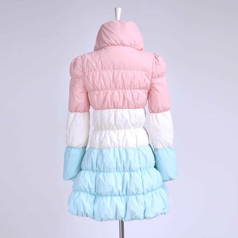 粉红大布娃娃2015冬装鸭绒保暖透气外层防水羽绒服女中长款 d15ddw017