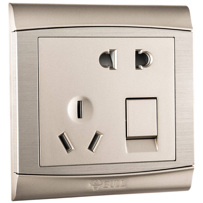 公牛(bull)一开单控五孔带开关插座 墙壁开关86型面板g19e333香槟金
