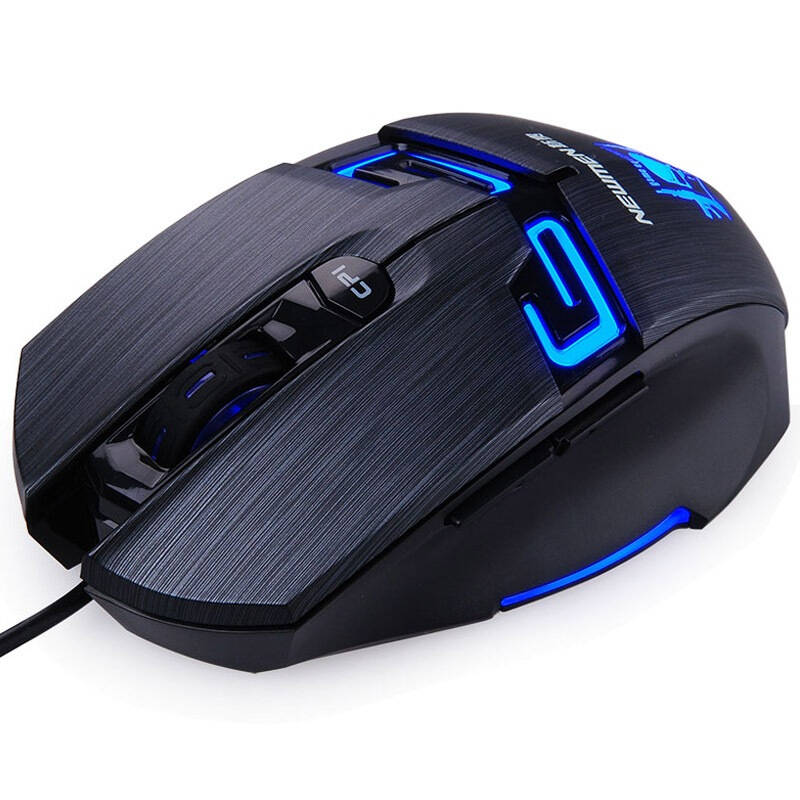 新贵(newmen)n600 蓝色呼吸灯6键游戏鼠标 拉丝黑色