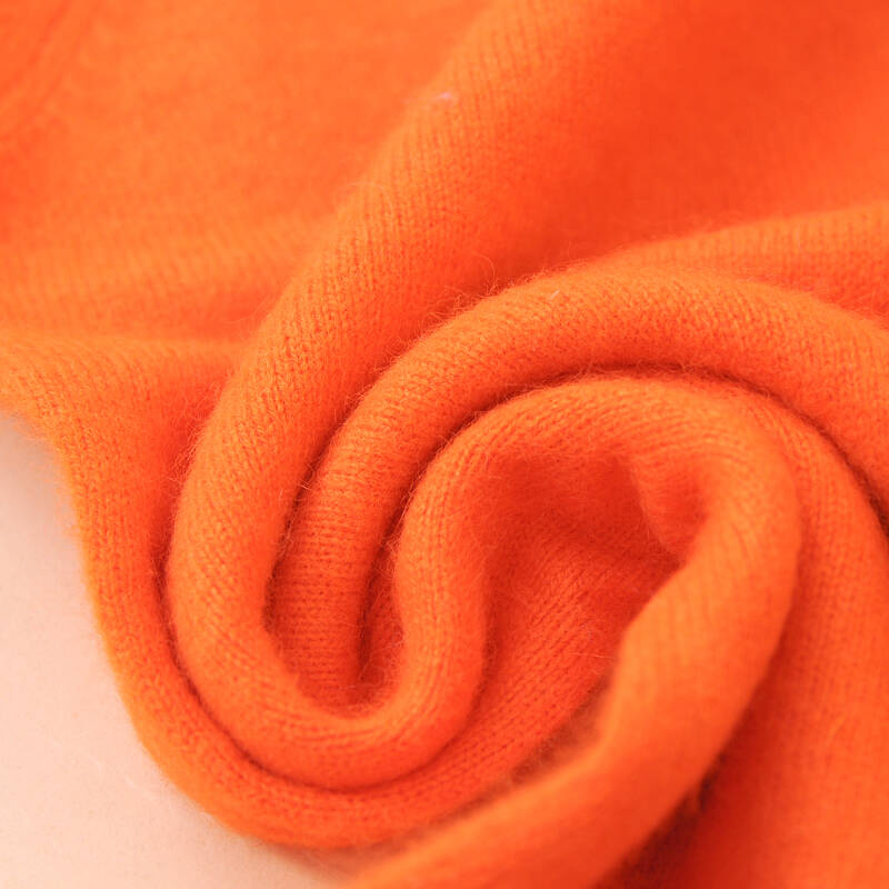 若苒2015秋冬新款女士纯色v领百搭羊绒衫套头毛衣 478 橘红 l