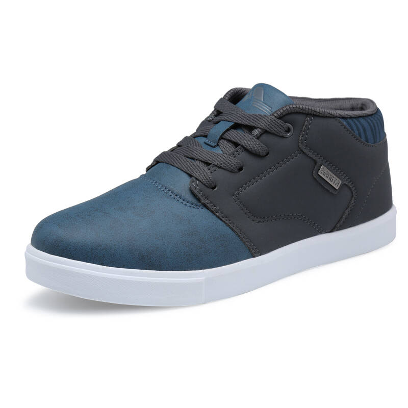 康踏正品秋冬男士休闲鞋皮面板鞋时尚百搭休闲鞋 深灰暗湖蓝 39