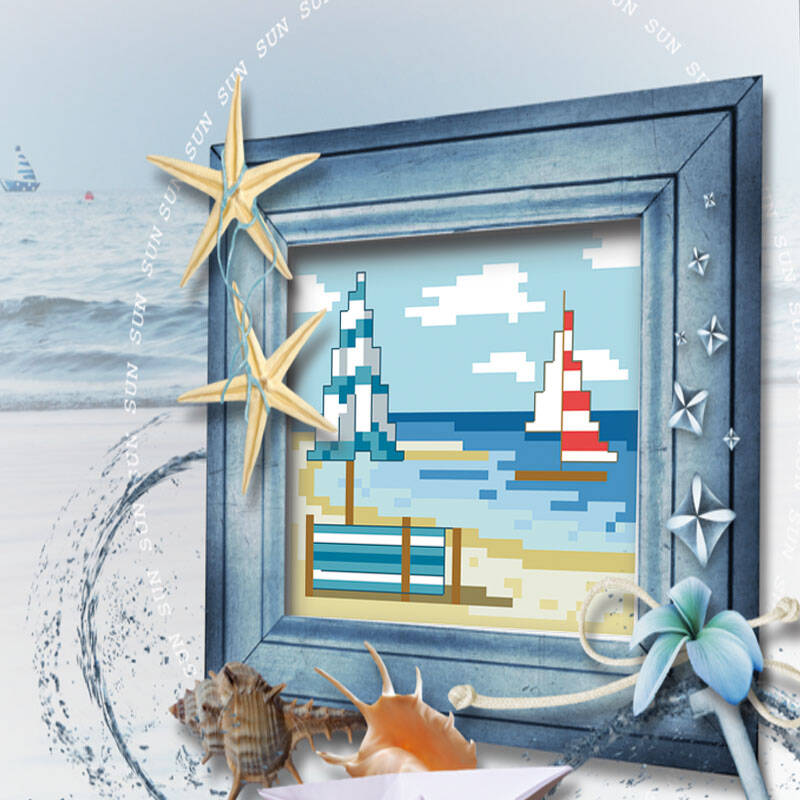 法国dmc十字绣 多美绣新款小幅简单 海景照片墙 精准印花 海上风景8选