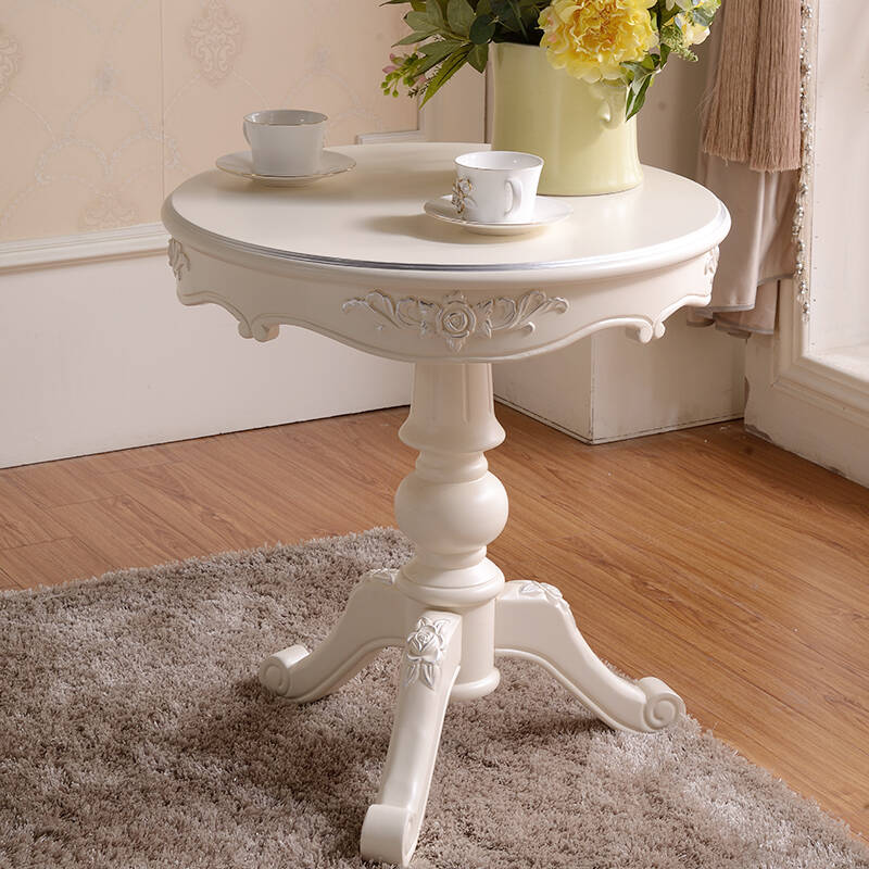 树之家欧式实木茶几小圆几法式圆形茶几沙发边几 田园小圆桌休闲圆几