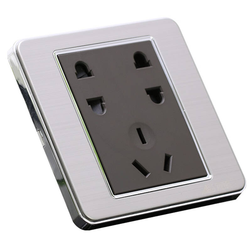 龙胜q8 七孔插座尊贵银墙壁开关插座面板二二三孔电源插座正品 尊贵银