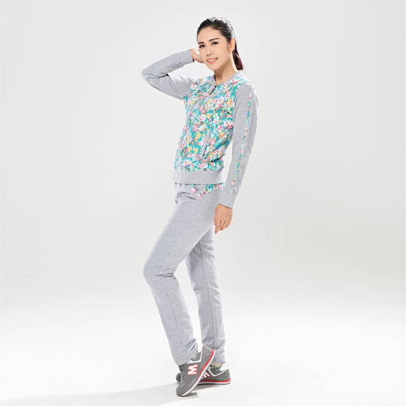 双星运动服 运动套装女装运动套装 运动长袖外套运动裤套装 绿色 3xl