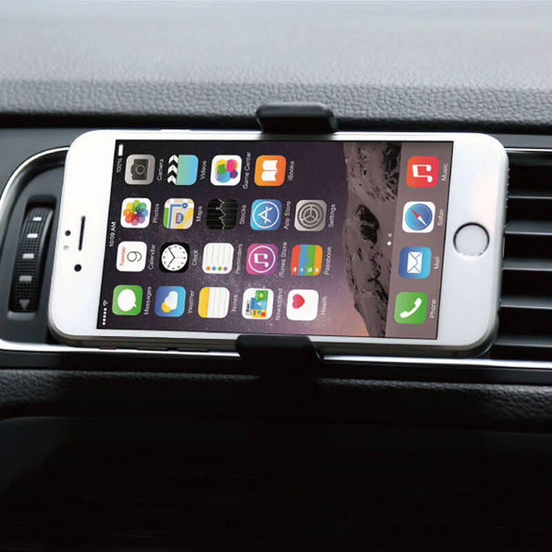 研美车配 车载出风口可伸缩手机架 360度手机导航支架(黑色)