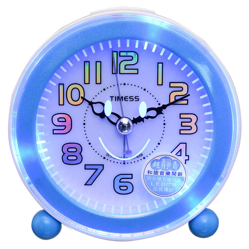 timess 闹钟学生 新版镭射钟面和弦音乐静音贪睡闹钟s-021 蓝色