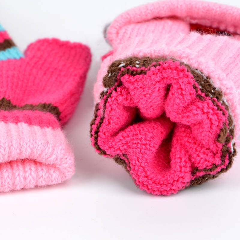 芭比(barbie)儿童女童宝宝半指全指两用翻盖手套tb89907 粉色